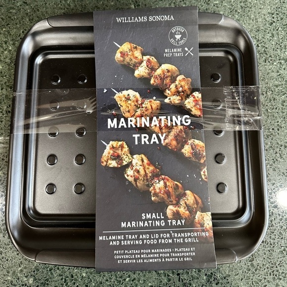 Williams Sonoma Small BBQ Grill 10" Marinating Melamine Tray & Lid - NEW - Picture 1 of 4
